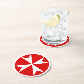 Cross Of Malta v2 （赤の上に白） ラウンドペーパーコースター (インサイチュ)