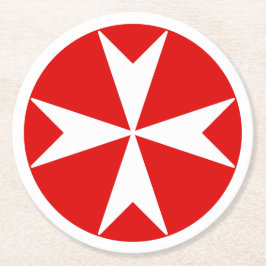 Cross Of Malta v2 （赤の上に白） ラウンドペーパーコースター