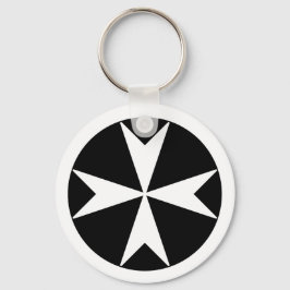 Cross Of Malta v2 (黒の上に白) キーホルダー