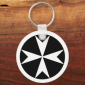 Cross Of Malta v2 (黒の上に白) キーホルダー (正面)