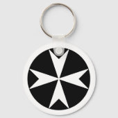 Cross Of Malta v2 (黒の上に白) キーホルダー (裏面)