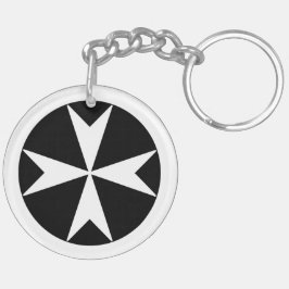 Cross Of Malta v2 (黒の上に白) キーホルダー