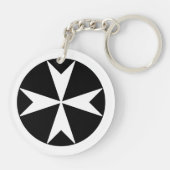 Cross Of Malta v2 (黒の上に白) キーホルダー (裏面)