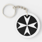 Cross Of Malta v2 (黒の上に白) キーホルダー (正面)