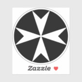 Cross Of Malta v2 (white on black) シール (シート)