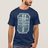 Cross of Nails on Shield Psalm 28:7 Bible Design Tシャツ (正面)