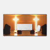 Cross Over Water Morning Sunriseの写真芸術的 デスクマット (キーボード&マウス)
