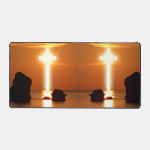 Cross Over Water Morning Sunriseの写真芸術的 デスクマット