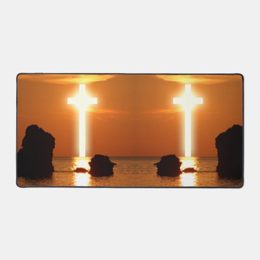 Cross Over Water Morning Sunriseの写真芸術的 デスクマット (正面)