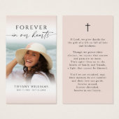 Cross Photo Forever Hearts Funeral Prayer Card (正面&裏面)