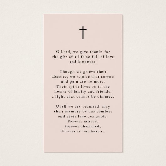 Cross Photo Forever Hearts Funeral Prayer Card (裏面)