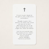 Cross Photo Forever Hearts Sympathy Prayer Card (裏面)