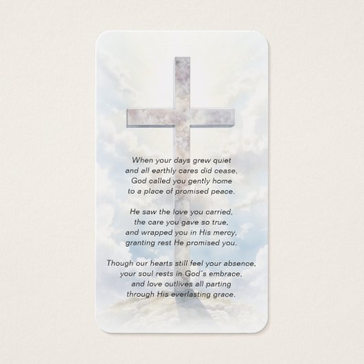 Cross Poem Photo Funeral Memorial Prayer Card (正面)