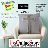 Cross Polyester Large Pillow with Grey Background クッション