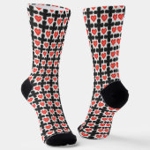 Cross Shaped Checkered Pattern with Red Hearts ソックス (傾斜あり)