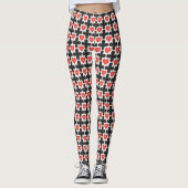 Cross Shaped Checkered Pattern with Red Hearts レギンス (正面)
