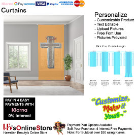 Cross Sheer Curtain Orange Background 127x274.3cm