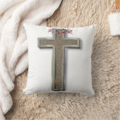 Cross Square Polyester Pillow White Background クッション (ブランケット)