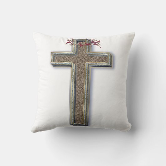 Cross Square Polyester Pillow White Background  クッション (裏面)
