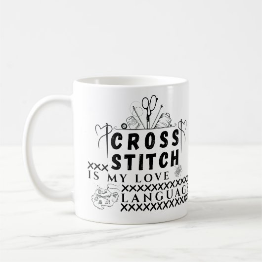  Cross Stitch Is My Love Language - X-Stitch Lover コーヒーマグカップ (左)