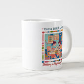 Cross Stitch Lover-Stitching in My Happy Place ジャンボコーヒーマグカップ (正面右)