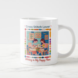 Cross Stitch Lover-Stitching in My Happy Place ジャンボコーヒーマグカップ