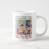 Cross Stitch Lover-Stitching in My Happy Place ジャンボコーヒーマグカップ (右)