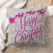 Cross Stitch Merry Christmas Throw Pillow クッション (ブランケット)