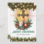Cross with Candlelight and Ornaments, Christmas シーズンカード (正面/裏面)