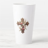 Cross with Doves – Christian Faith Inspirational D カフェラテマグ (正面)