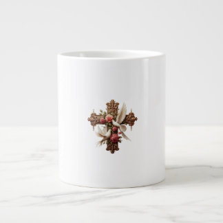 Cross with Doves – Christian Faith Inspirational D ジャンボコーヒーマグカップ