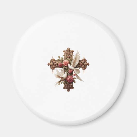 Cross with Doves – Christian Faith Inspirational D マグネット (正面)