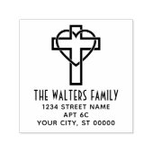 Cross with Entwinedハート名差出人住所 セルフインキングスタンプ (デザイン)