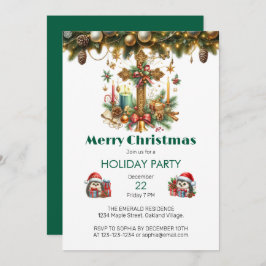 Cross with Stars and Candles Christmas 招待状