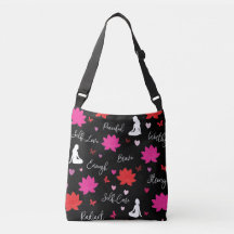 Crossbody Tote Bag | Lotus+Floral+Self-Love デザイン