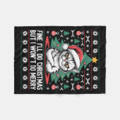 Crossed Arms Cat Funny Christmas Ugly Sweater Long フリースブランケット (正面(横))