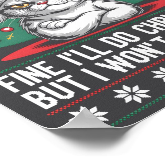Crossed Arms Cat Funny Christmas Ugly Sweater Long ポスター (角)
