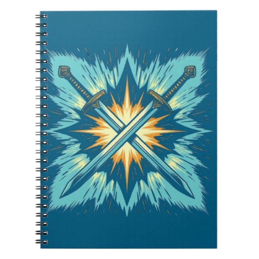 Crossed Fantasy Arrows with Glowing Energy – Dynam ノートブック (正面)