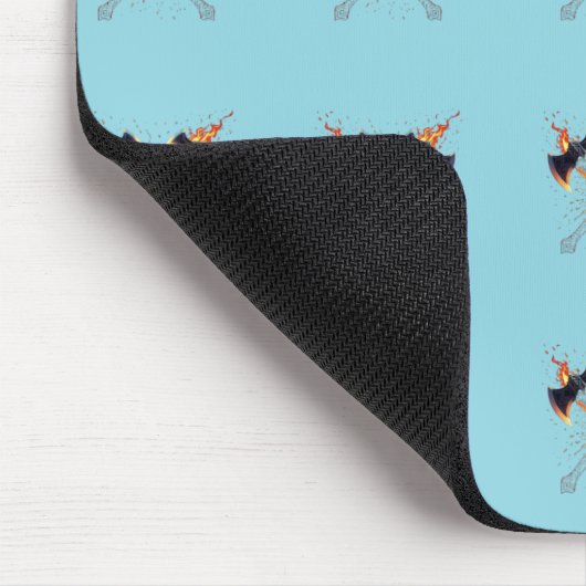 Crossed Fantasy Axes with Fiery Energy – Powerful  マウスパッド (コーナー)