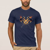 Crossed Fantasy Axes with Fiery Energy – Powerful  Tシャツ (正面)
