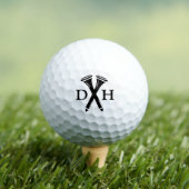 Crossed Golf Tees Personalized Initials Black ゴルフボール (インサイチュ 木)