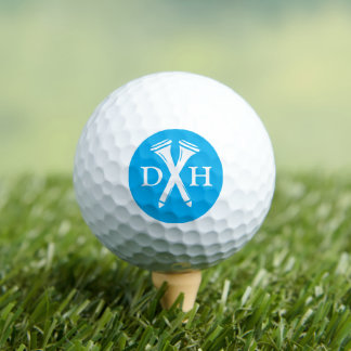 Crossed Golf Tees Personalized Initials Blue ゴルフボール