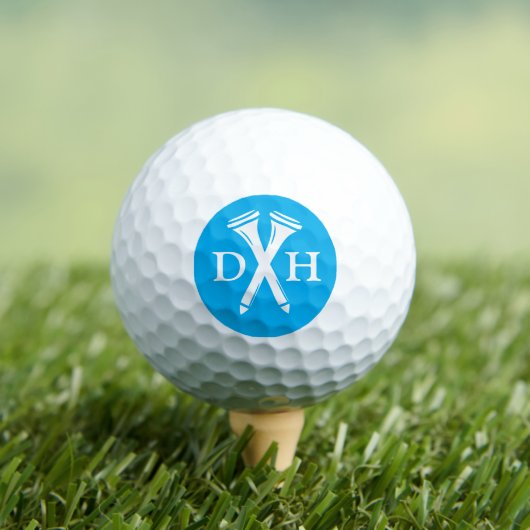 Crossed Golf Tees Personalized Initials Blue ゴルフボール (インサイチュ 木)