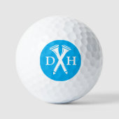 Crossed Golf Tees Personalized Initials Blue ゴルフボール (正面)