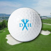 Crossed Golf Tees Personalized Initials Blue ゴルフボール