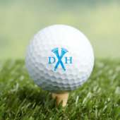 Crossed Golf Tees Personalized Initials Blue ゴルフボール (インサイチュ 木)