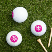 Crossed Golf Tees Personalized Initials Hot Pink ゴルフボール (インサイチュ 芝生)