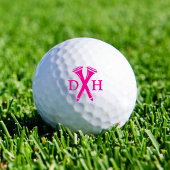 Crossed Golf Tees Personalized Initials Hot Pink ゴルフボール