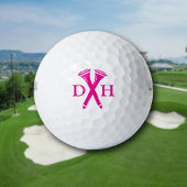 Crossed Golf Tees Personalized Initials Hot Pink ゴルフボール