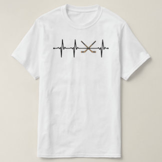 Crossed Ice Hockey Sticks ECG Heartbeat Pulse Bv Tシャツ